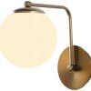 Opviq Daisy 146-A wall light, gold, opal glass shade